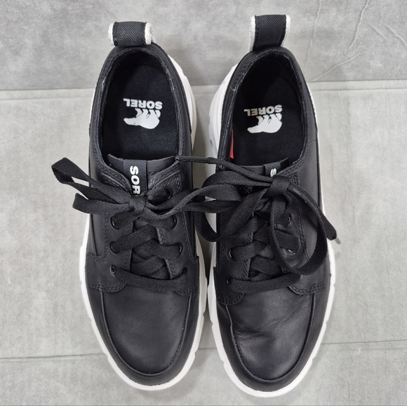 Sorel Caribou X waterproof platform sneaker shoes women's 7.5 black leather - Picture 2 of 13
